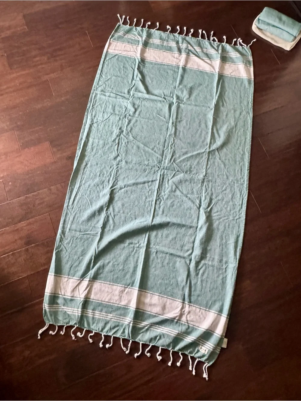 Light Teal Turkish-Style Fringe Towel - Set of 2